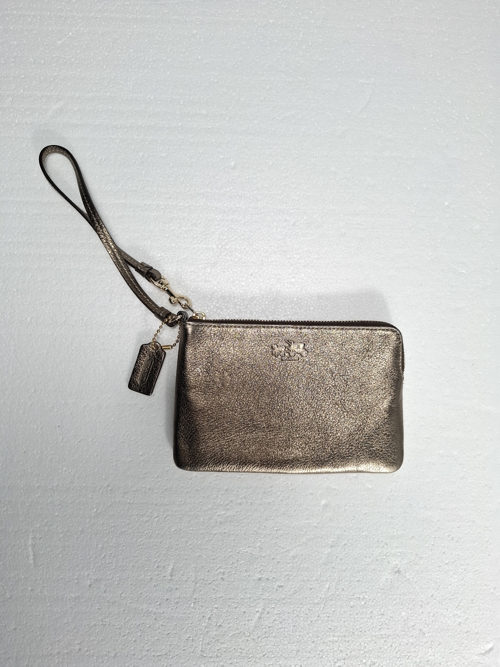 Coach Metallic Bronze Leather Wristlet Wallet